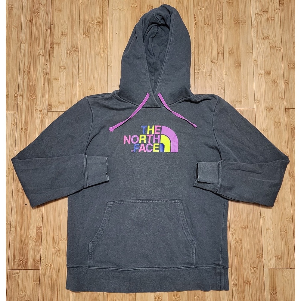The North Face Womens Size Large Half Dome Logo Hoodie Gray Pullover Sweatshirt